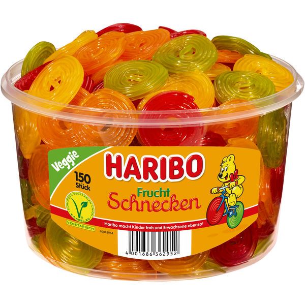 Haribo Frucht Schnecken 150 pcs. 1,2 kg Vegan