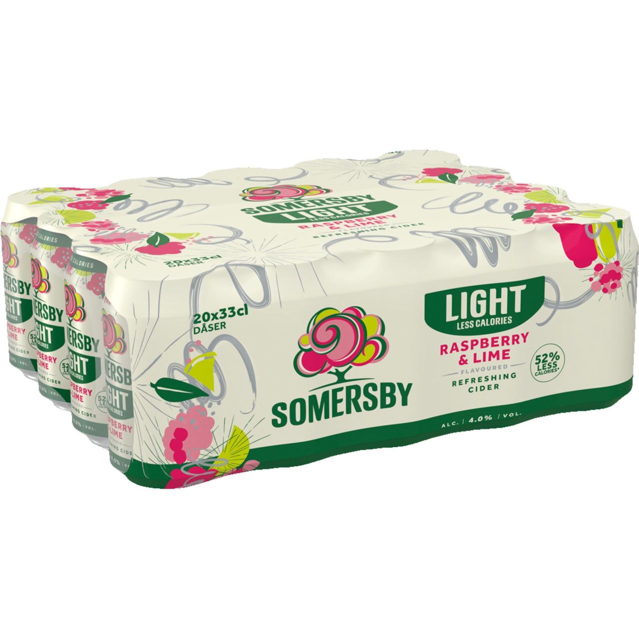 Somersby Raspberry Packshot Somersby Raspberry & Lime Light 4% 20x330ml Can