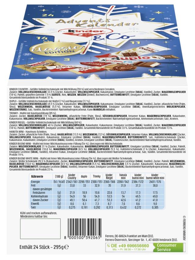 Kinder & Co Adventskalender 295g