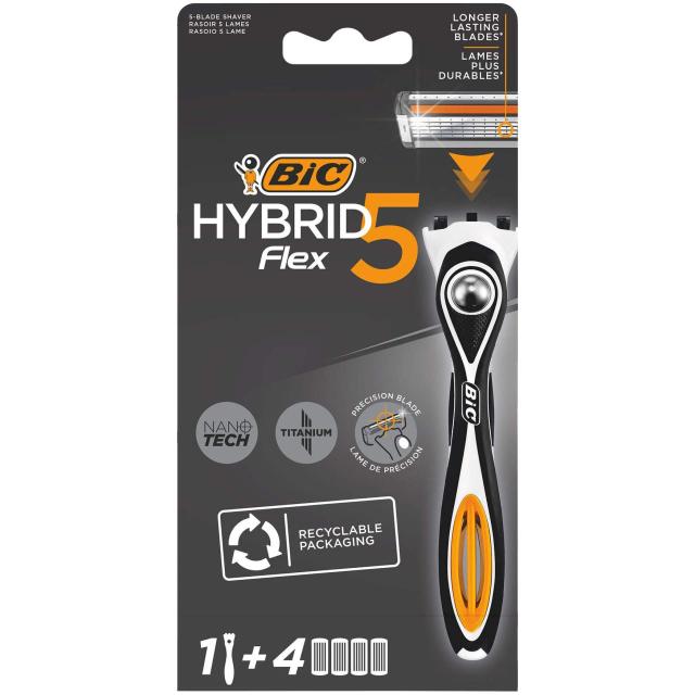 BiC Hybrid Flex5 razor + 4 blades