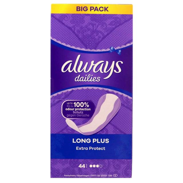 always dailies Long Plus Extra Protect 44 pantyliners