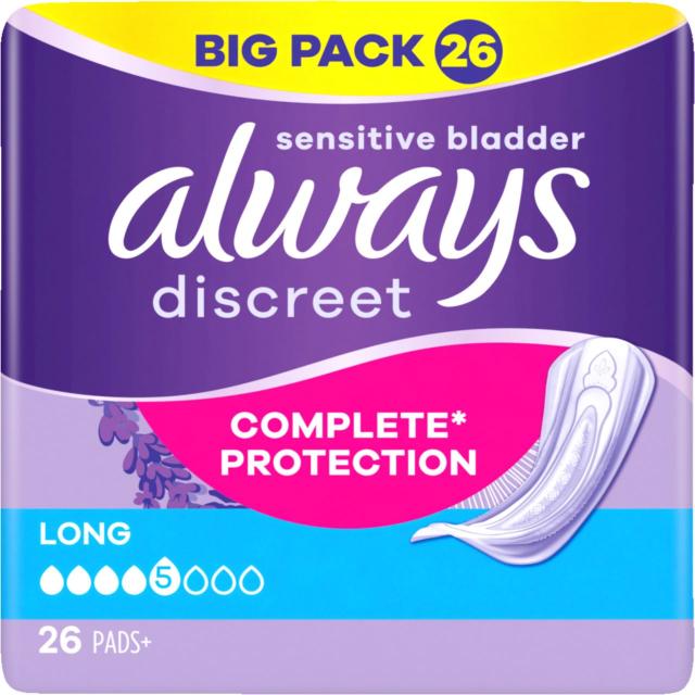 always discreet Complete Protection Long 26 pads