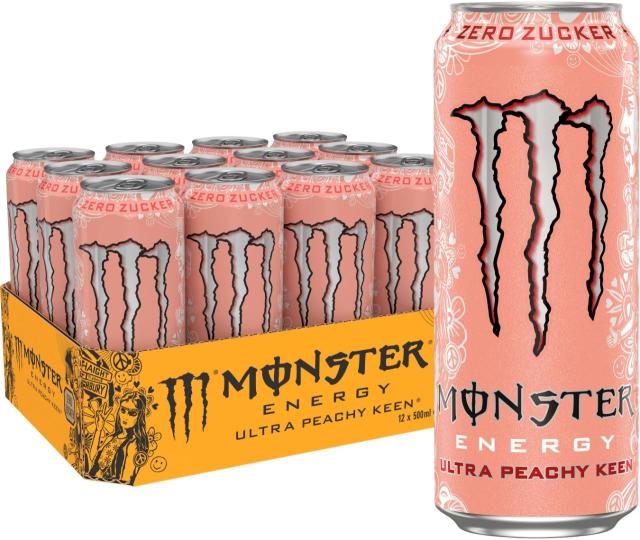 Monster Energy Ultra Peachy Keen Zero Sugar 12x500ml Can CCEP