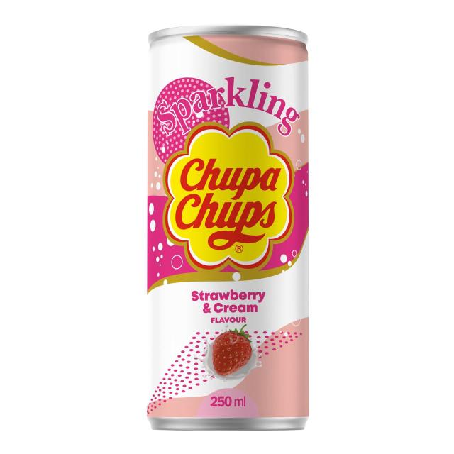 Chupa Chups Sparkling Strawberry & Cream Flavour 24x250ml Can
