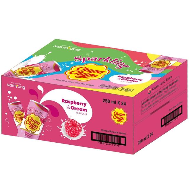 Chupa Chups Sparkling Raspberry & Cream Flavour 24x250ml