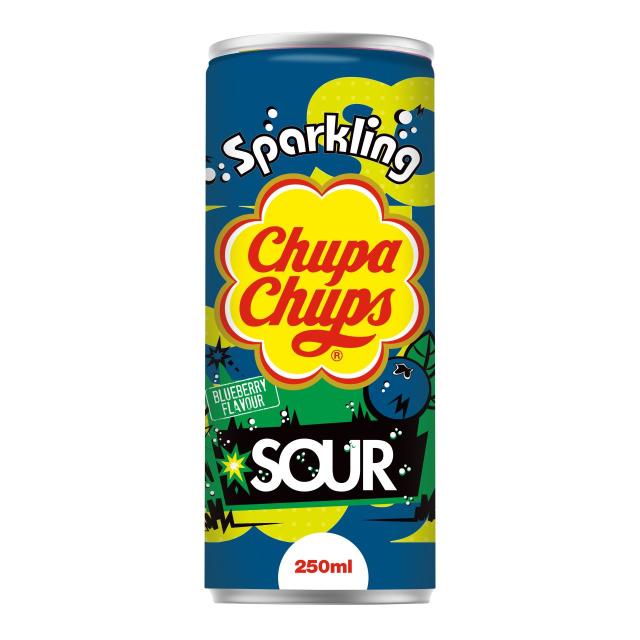 Chupa Chups Sparkling Sour Blueberry Flavour 24x250ml Can