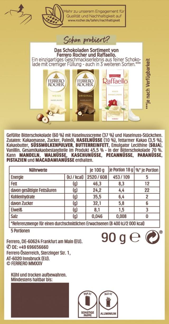 Ferrero Rocher 70% Kakao Haselnuss 90g