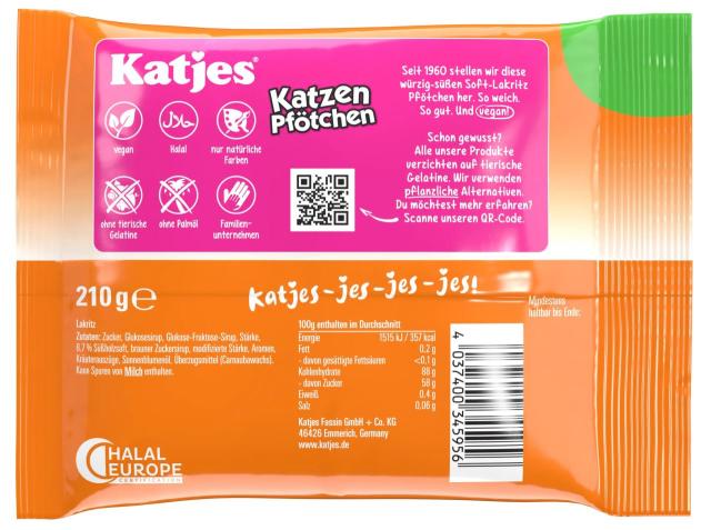 Katjes Katzen Pfötchen 210g - vegan