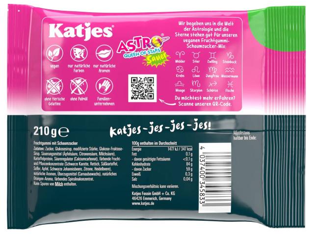Katjes Astro Queen of Stars Sauer 210g - vegan