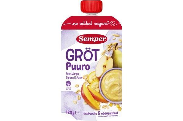 Semper Porridge with Pear, Mango, Banana & Apple 6M 120g