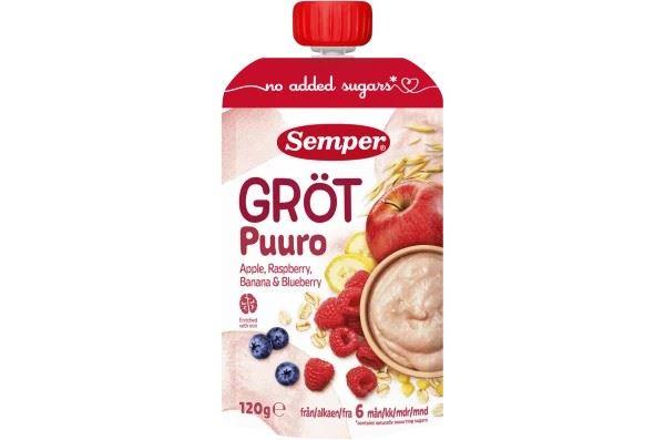 Semper Porridge with Apple, Raspberry, Banana & Blueberry 6M 120g