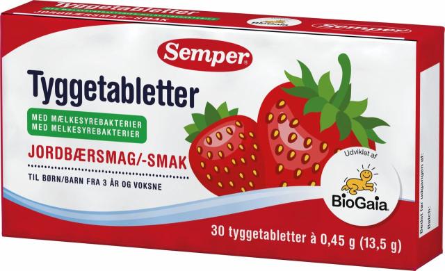 Semper Chewing Tablets Strawberry Flavor with Probiotic Bacteria 3Y 30pcs. 13,5g