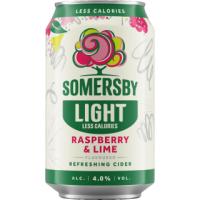Somersby Raspberry & Lime Light 4% 18x330ml Can