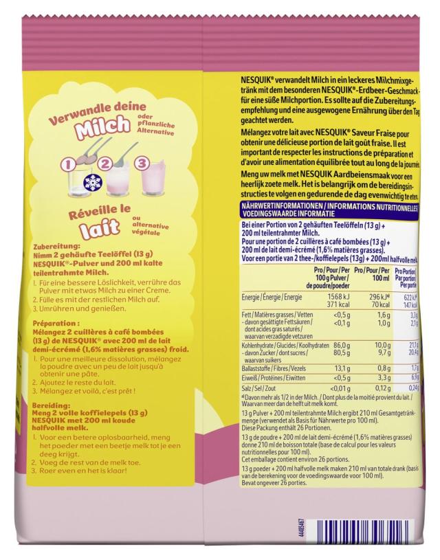 Nestlé Nesquik Erdbeer Milk Mix Refill bag 350g