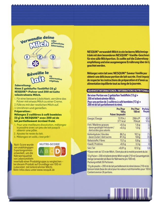 Nestlé Nesquik Vanille Milk Mix Refill bag 350g