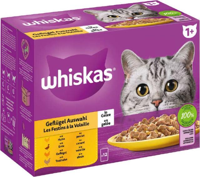 Whiskas 1+ Poultry Variety in Jelly 12x85g