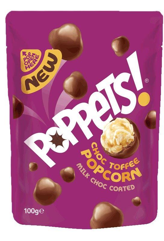 Poppets! Choc Toffee Popcorn 100g