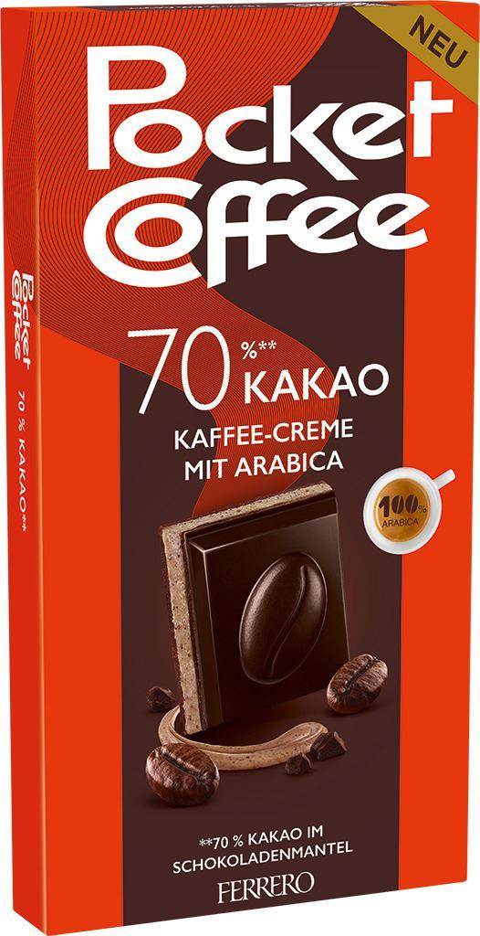 Pocket Coffee Tafel 70% Kakao Kaffee-Creme mit Arabica 90g