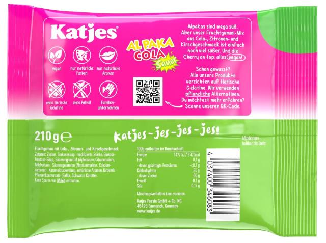 Katjes Al Paka Cola Sauer 210g - vegan