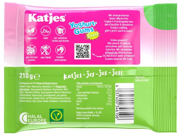 Katjes Yoghurt-Gums Sauer 210g - veggie