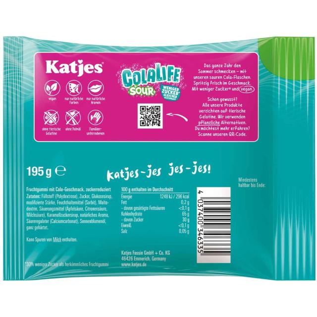 Katjes ColaLife Sour Less Sugar 195g - vegan