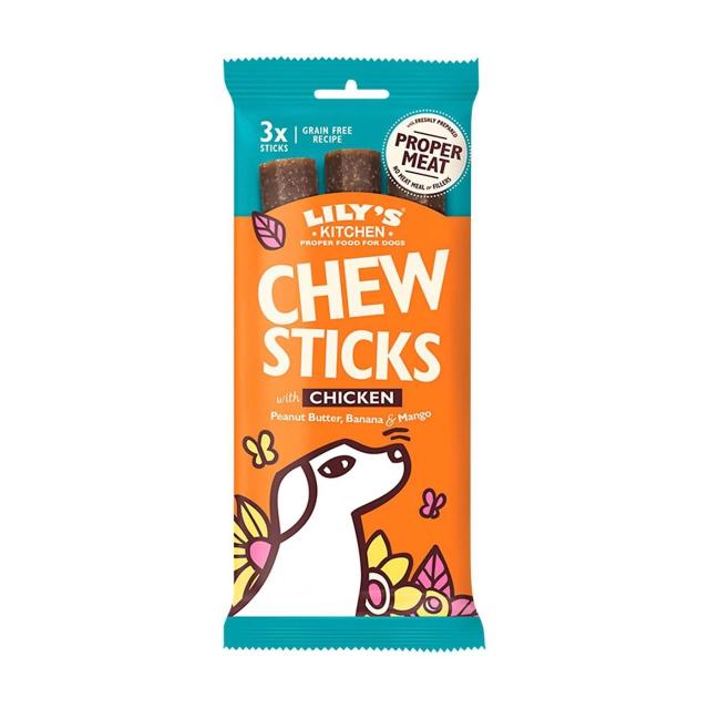 Lily's Kitchen Chew Sticks Chicken, Peanut Butter, Banana & Mango 120g