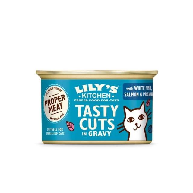 Lily's Kitchen Tasty Cuts in Gravy White Fish, Salmon & Prawn 85g