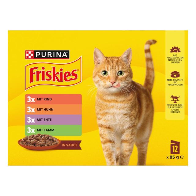 Friskies in Sauce Rind, Huhn, Ente & Lamm 12x85g