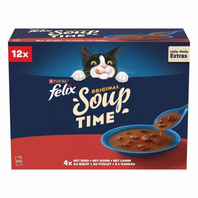 Felix Soup Time Original Rind, Huhn & Lamm 12x48g