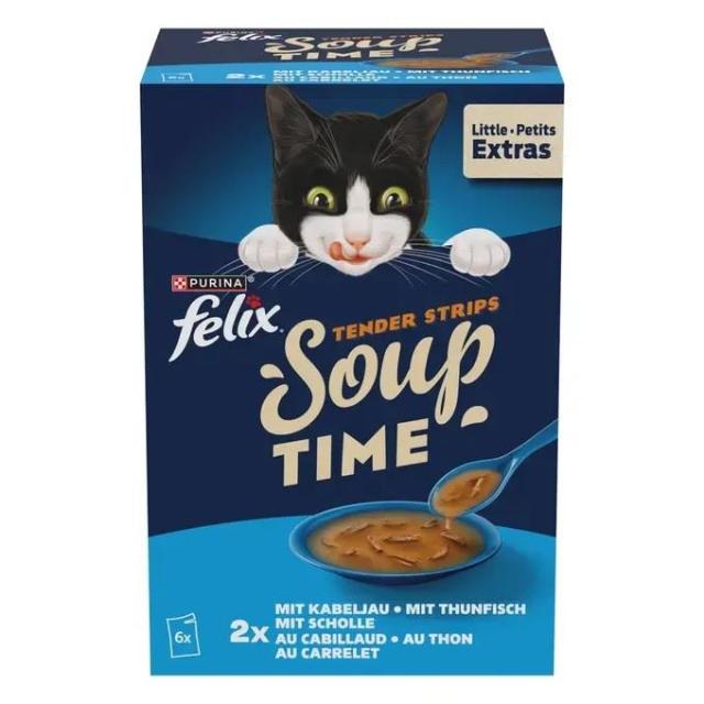 Felix Soup Time Tender Strips Kabeljau, Thunfisch & Scholle 6x48g