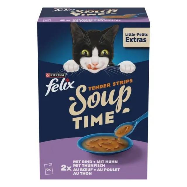 Felix Soup Time Tender Strips Rind, Huhn & Thunfisch 6x48g