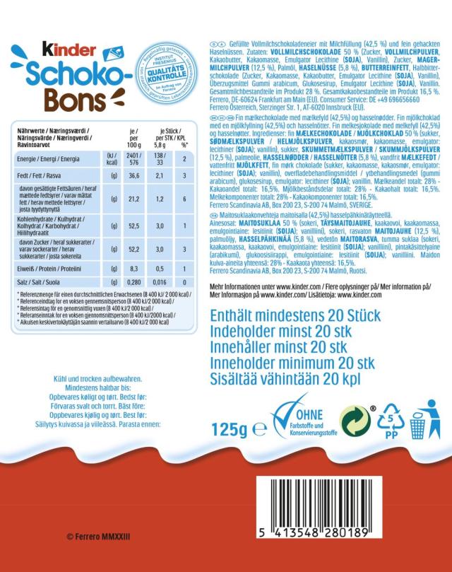 Kinder Schoko-Bons 125g