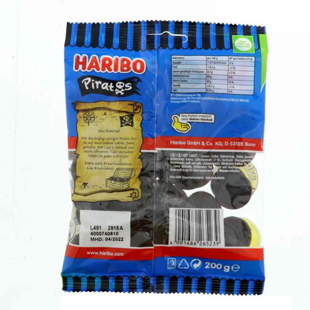 Haribo Piratos (extra strong - 7,99% Salmiak) 200g - Veggie