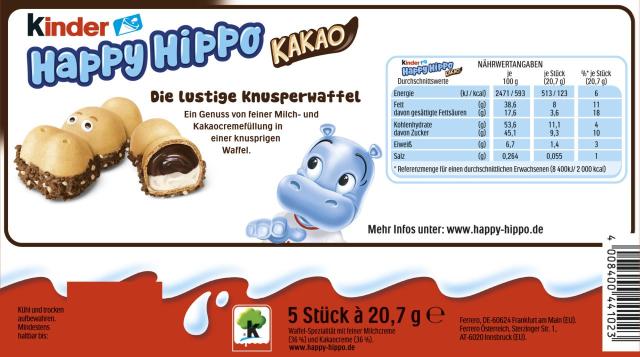 Kinder Happy Hippo Cacao T5 103,5g